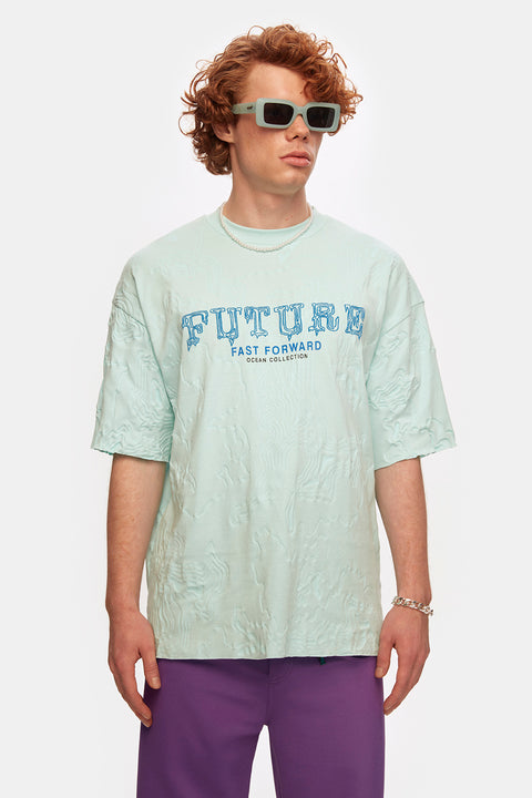 FFF Erkek Expanse Of The Sea Baskı Detaylı Oversize T-shirt